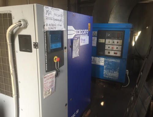 Forlì. Compressori industriali funzionanti 24h al giorno per garantire aria compressa al laser di taglio.